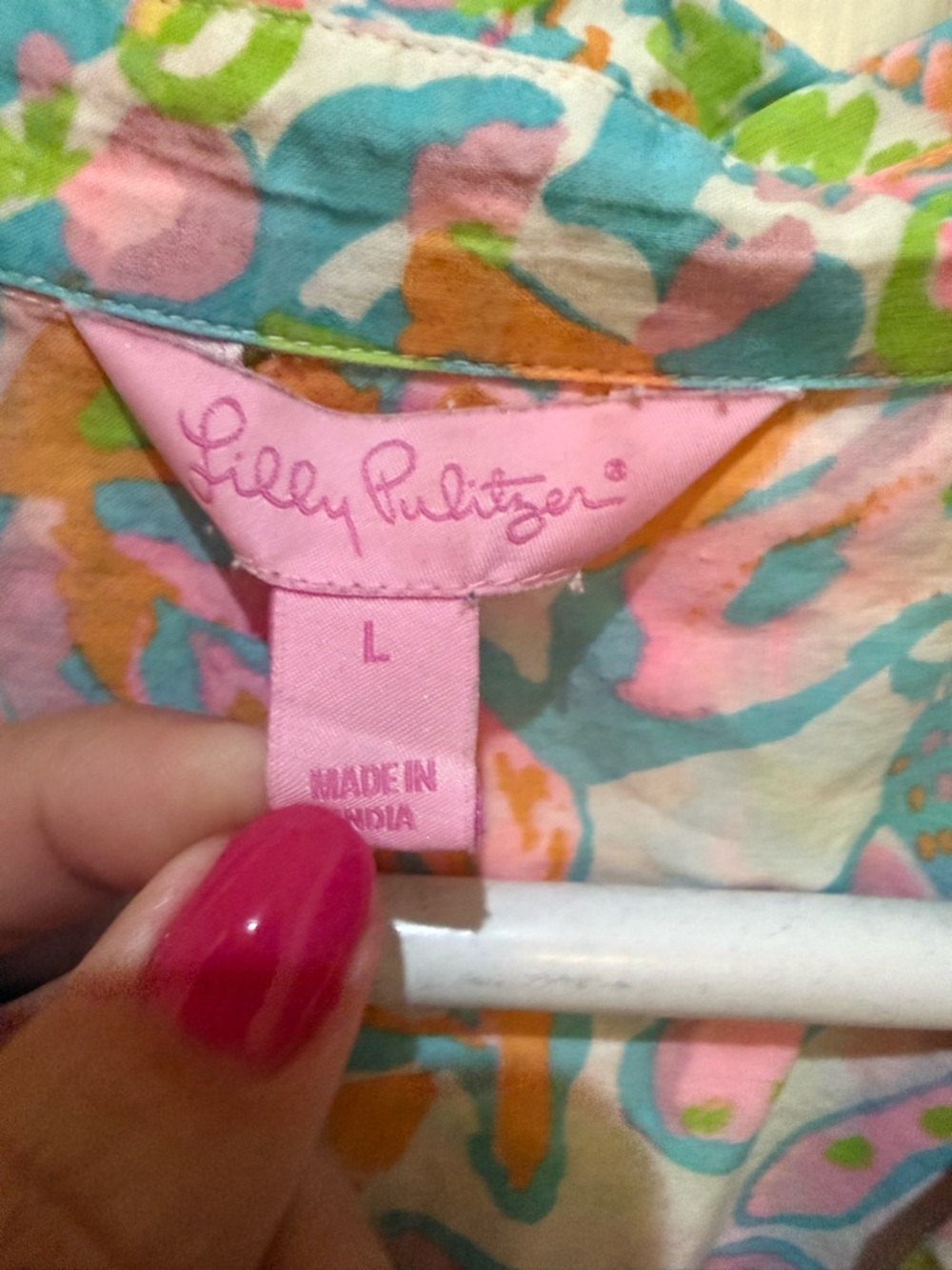 Lilly Pulitzer Multicolor Tropical Print Swim Coverup - Pink, Green, Blue size L - Picture 2 of 3